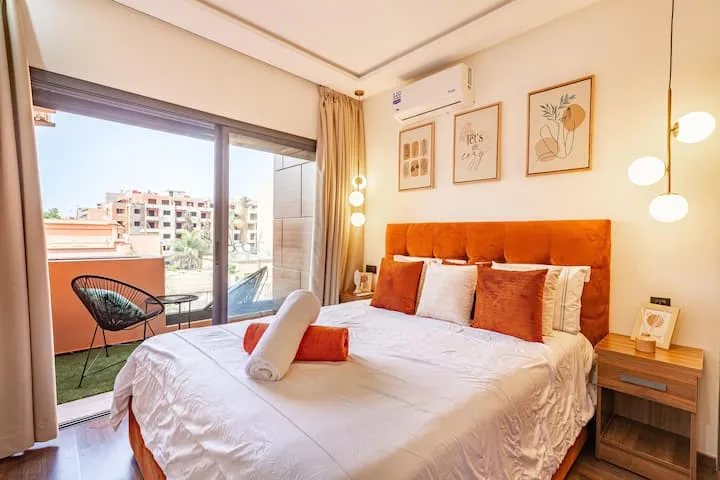 Appartement moderne à louer à Marrakech, situé à Guéliz, comprenant une chambre